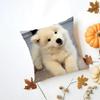Casual Fluffy Smiling Dog Samoyed Cushion Cover Washable Linen Pillowcase Soft  for Daily Sofa Bed Home Room Decor