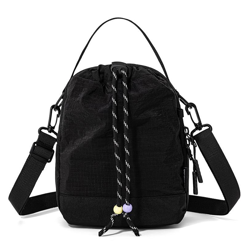 Color Block Crossbody Outdoor Sports Water Bottle Bag - Lightweight Drawstring Backpack