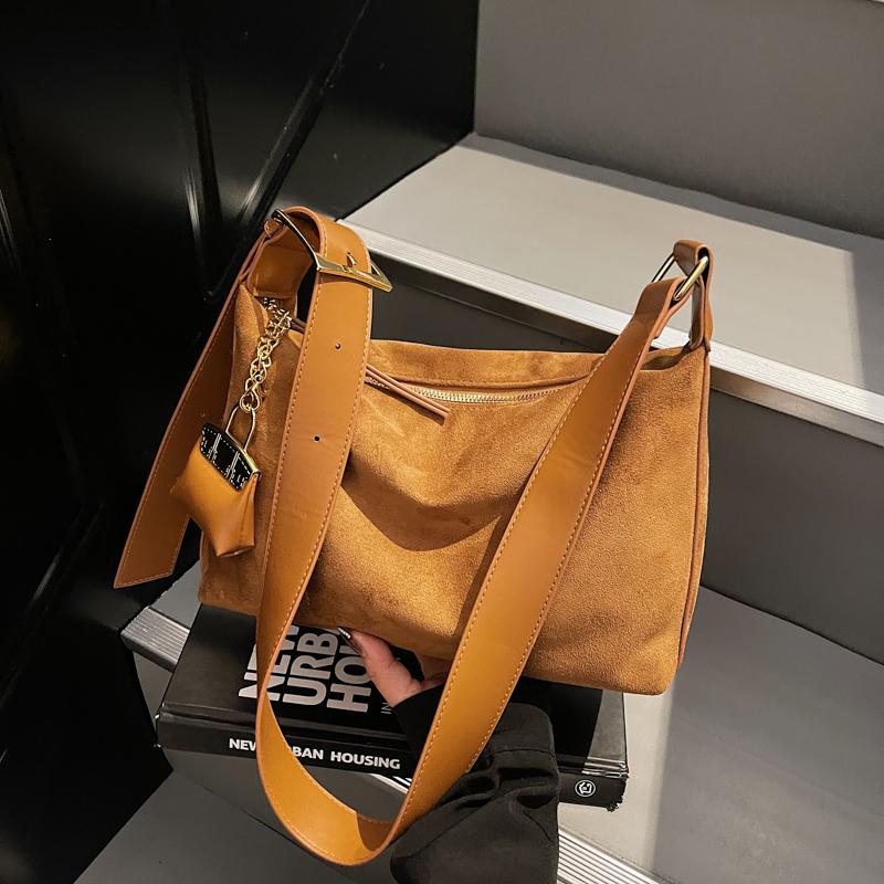 Pu Leather Casual Autumn Winter Shoulder Tote Soft Matte Suede Leather Women's Bag 2 Set Messenger Bag Adjustable Strap Handbags
