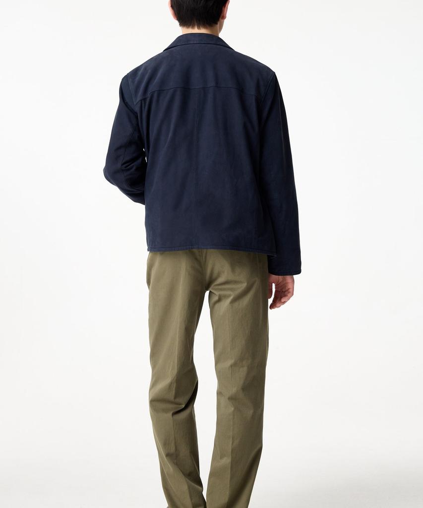 Man On The Boon Collared Button-Up Leather Jacket_Navy 4715110005