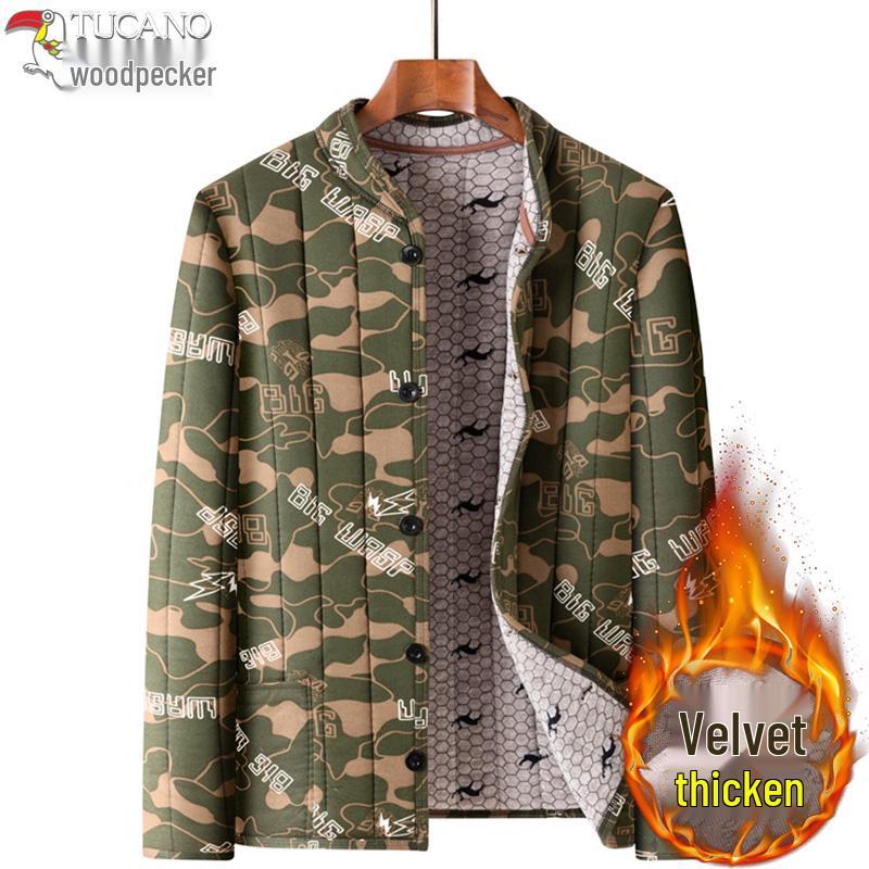 Woodpecker Men s Winter Casual Lambswool-Lined Cotton Coat 4XL for 180-200 lbs