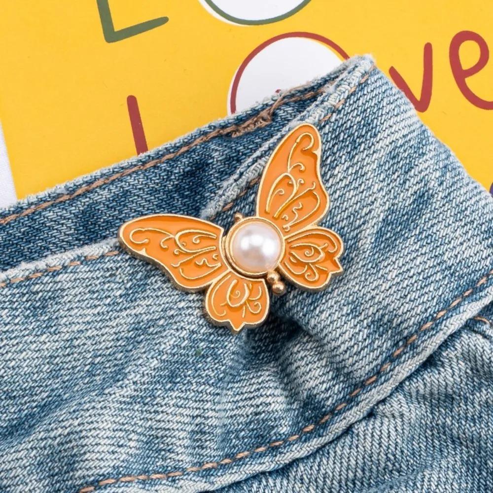 1 Pair Adjustable Butterfly Jeans Waist Clip, Detachable No Sew Waistband Resizer, Magic Waist Reducer Button