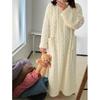 Fashion Winter Women Nightgowns Jacquard Dress Night Dress Loose Solid Color Thickened Flannel Sleepwear Home Clothes