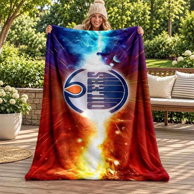 Edmonton Oilers blanket Flannel Blanket Soft Cozy Plush Throw for Sofa Bed Lightweight Home Decoration Gifts for Christmas various holidays