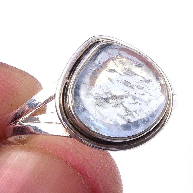 

Natural Aquamarine Gemstone Handmade 925 Solid Sterling Silver Ring Size 9 S2J11