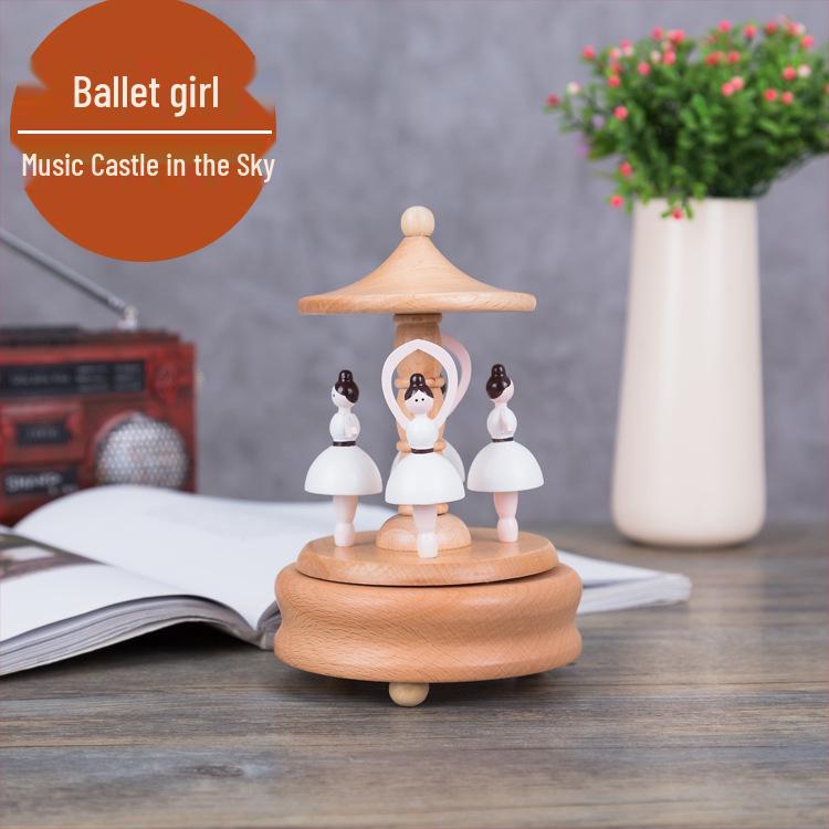 Wooden Carousel Music Box – Creative Solid Wood Home Decor & Valentine's Day Gift