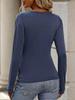 Autumn 2025 Elegant V-Neck Long-Sleeve Solid Color T-Shirt for Women