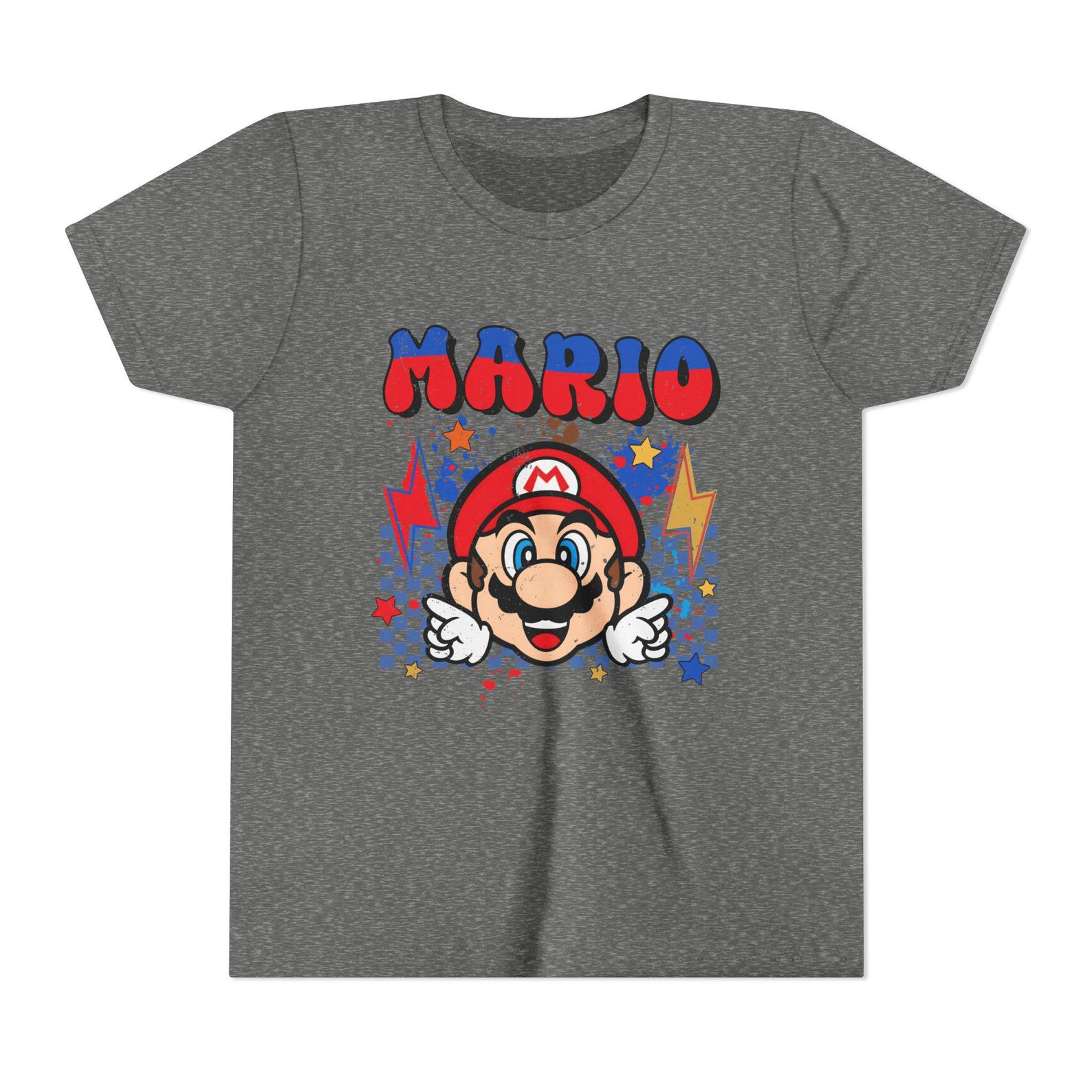 Mario Cartoon Face Youth Tee | Retro Game Character Shirt S