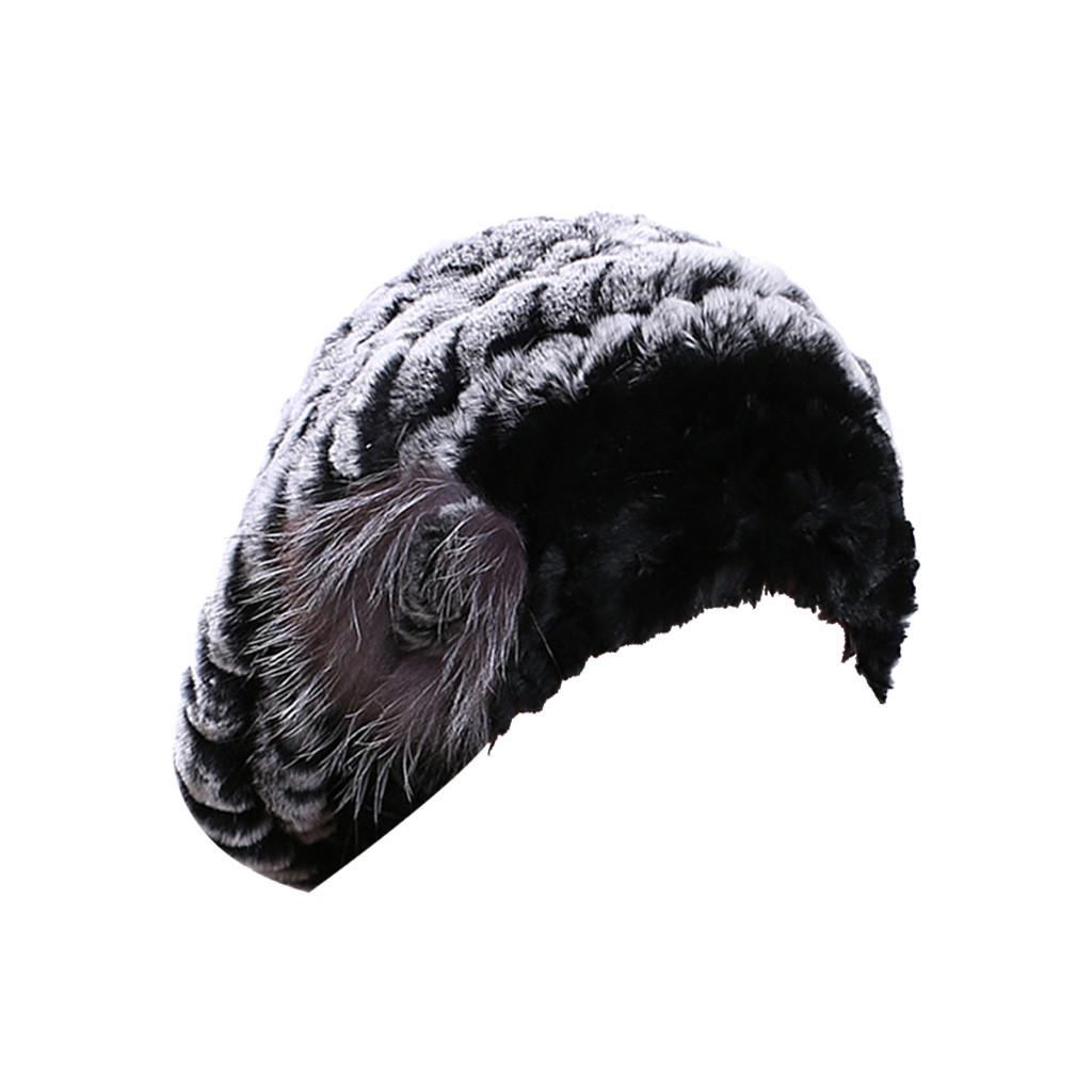 

(SU)Женский зимний меховой берет, шапка из меха кролика рекс, вязаная теплая шапка, головной убор ручной работы