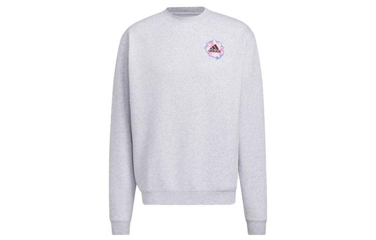 Adidas Sweatshirts Unisex Light Heather Gray Crew Neck Moderate Regular IC7769 L