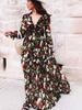2025 Women's Fashion Long Sleeve Evening Dress - European & American Print Design