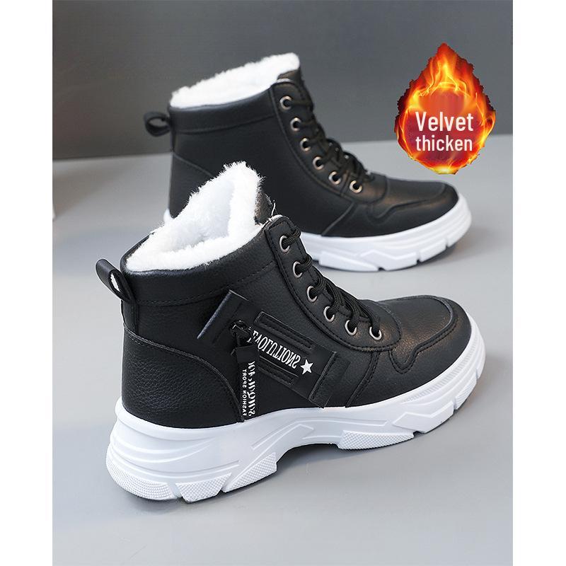 2025 Women's Winter Fleece-Lined Snow Boots - Thickened Ankle Martin Style, Warm & Sporty for Students