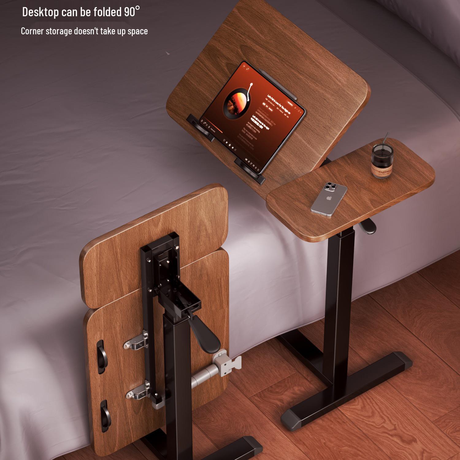 Adjustable Bedside Desk for Home Office or Study Classic Black Frame (Movable Hand-Screw Lift)