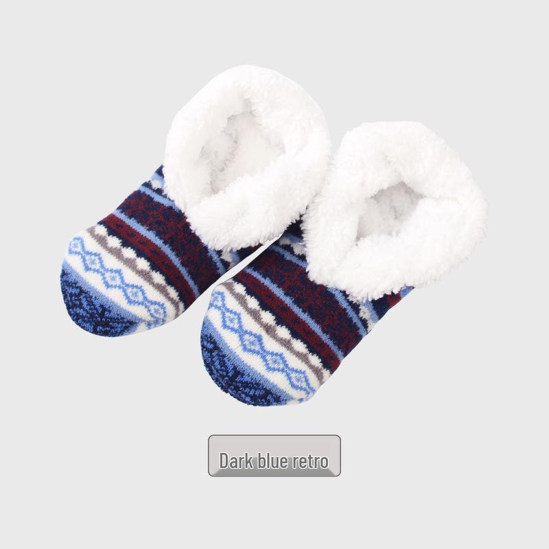 American Style Lambswool Non-Slip Indoor Slipper Socks for Adults - Winter Velvet Floor Socks