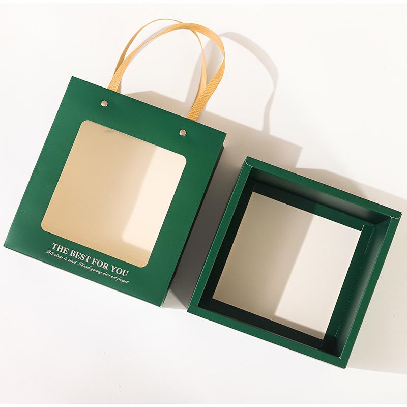 WTEMPO DIY Foldable Drawer-style Gift Boxes Clear Window Paper Packaging Boxes for Storing Delicate Items Festive Party Portable Boxes with Handles