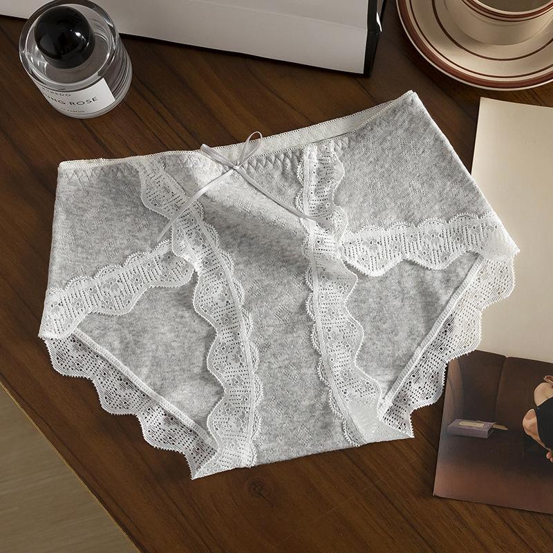 Women's Spring and Autumn Bowtie Class 7A Bacteriostatic High Split Cotton Crotch Hip Mid Waist Triangle Briefs