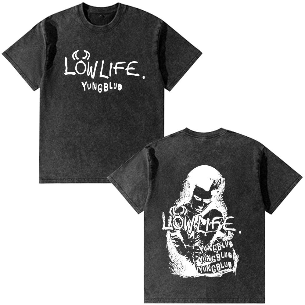 Yungblud Lowlife Album Logo Opraná Trička Pánské Dámské Oblečení Móda Krátký Rukáv Bavlna Oversized Tričko Top