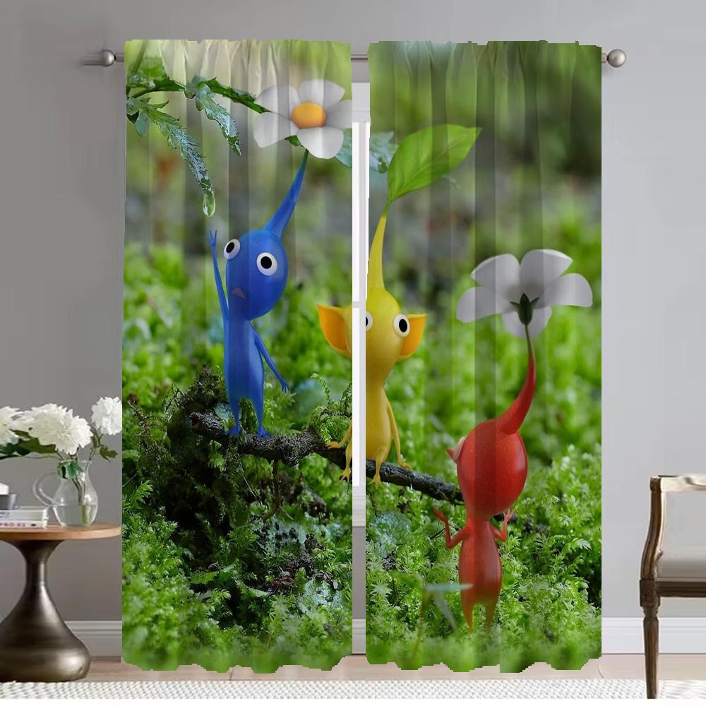 

PIKMINS Разделительная оконная штора для комнаты 2 панели противомоскитные шторы 2 шт абажуры Хэллоуин украшение тюль для спальни W50xH70cmx2pcs-CL