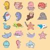 Cartoon Underwater Creatures Metal Pin Set: Whale, Starfish, Turtle
