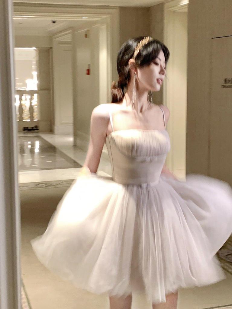 Flowing Immortal Princess Mesh Tie-Waist Dress