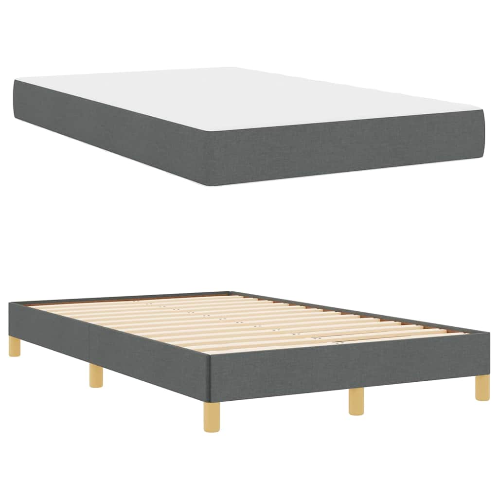 Box Spring Bed with Mattress Dark Gray 120 x 190 cm Fabric