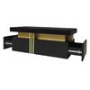 Tavolino Rettangolare Moderno con Piano ad Alta Lucentezza con 2 Cassetti in Legno, Piano Marmo, per Soggiorno, 100*50*40 cm