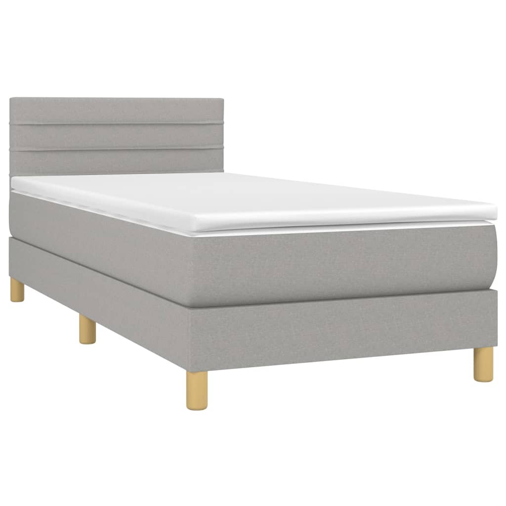 Vidaxl Letto Continentale Con Materasso, Grigio Chiaro, 80X200 Cm, Tessuto