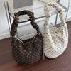 Korean Polka Dot Plush Tote Bag Women Drawstring Wrinkle Handle Design Handbag Winter Fashi Shoulder Bag Ethnic Crossbody Bag