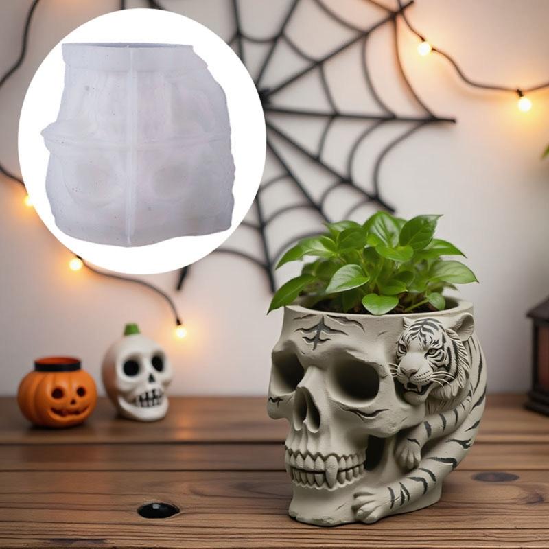 Multifunctional Skull Silicone Mold for Resin Jewelry Concrete Crafts Succulent Planter Home Decors Gift Making Project