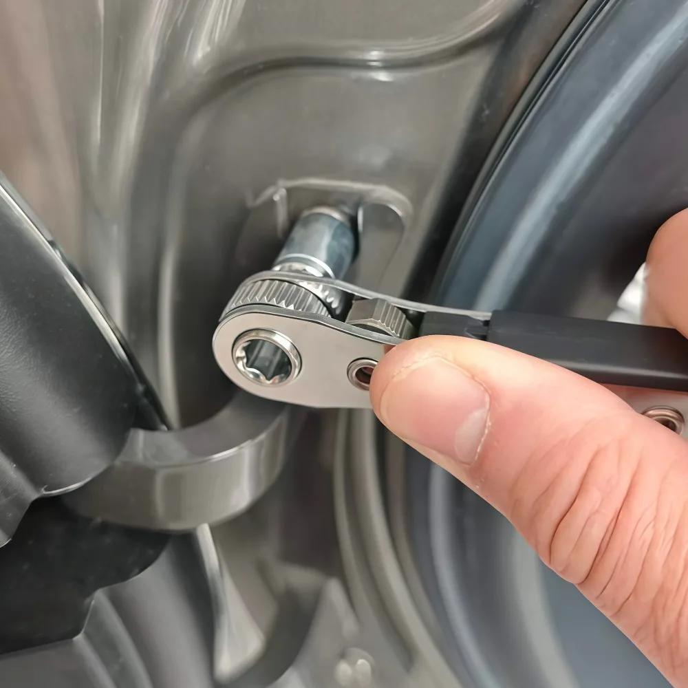 2-in-1 Multi-Functional Drill Chuck Detachable Black Screwdriver Two-Way Ratchet Square Head Wrench Tool Home Repair