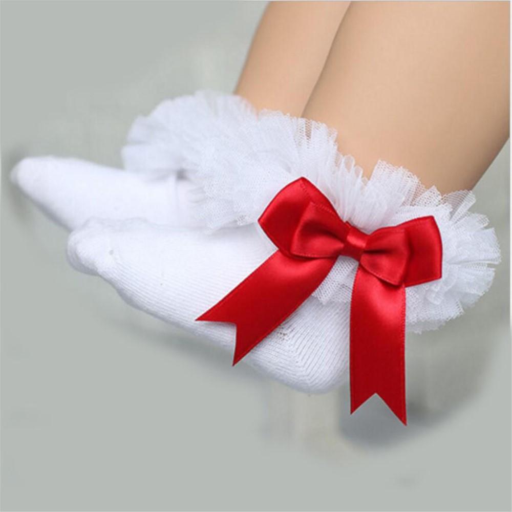 0-6Y Princess Kids Tutu Socks Short Girls Baby Socks Silk Ribbon Bowknot Lace Ruffle Cotton Ankle Socks Pography Props