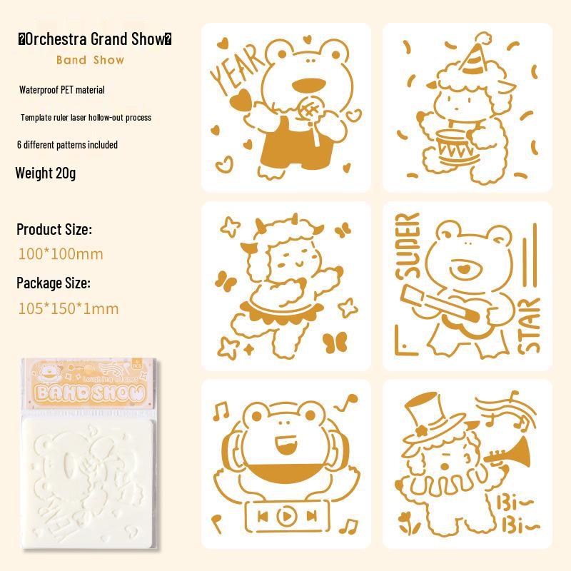 Yue Zhen Hand-painted Cartoon PET Hollow-out Newspaper Template