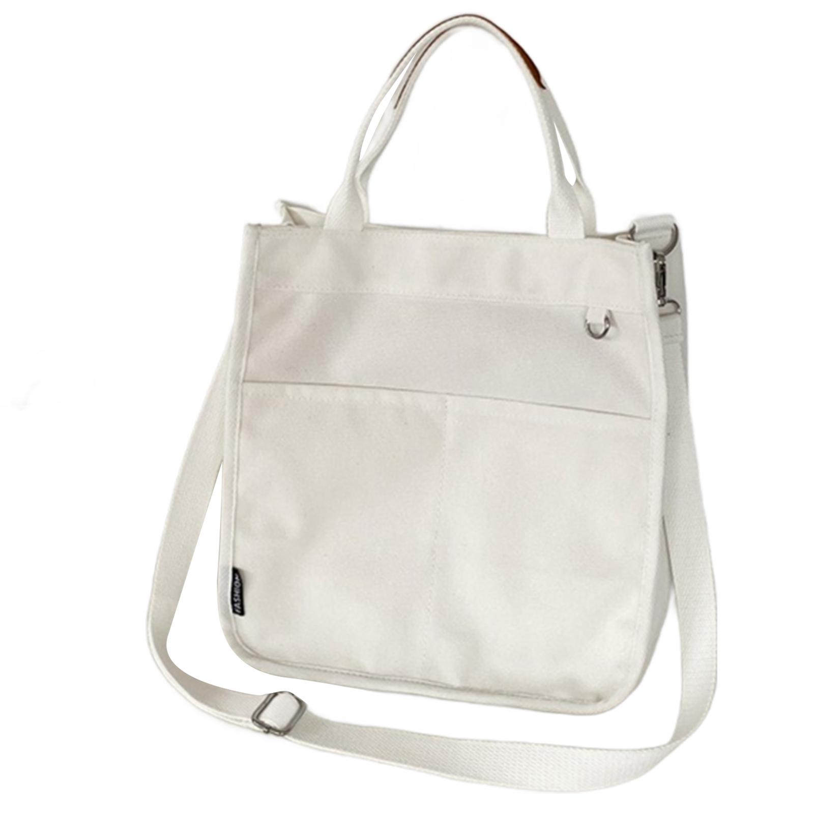 Convenient and Durable Canvas Tote Crossbody Bag Shoulder Handbag for Professionals and Students белый