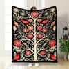 Red Floral Bird Pattern Blanket for all seasons blanket lunch break throw gift