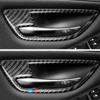 4 peças de carro fibra de carbono real maçaneta da porta interior tampa da tigela guarnição para bmw série 5 f10 2011 2012 2013 2014 2015 2016