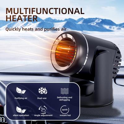 Electric Car Air Heater Reusable Portable Auto Heating Fan 360° Rotary Car Interior Windshield Defroster Defogger Fast Heating