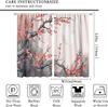 Cherry Blossom Curtain Red Plum Floral Japanese Watercolor Flower Aesthetic Blooming Asian Traditional Ink Painting With Room Darkening Polyester