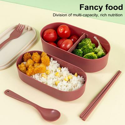 Dvojvrstvový obedár s príborom Nepriepustný Bento box 800 ml Ľahký Tepelne odolný Nádoba na jedlo na prípravu jedál do školy, práce, na pikniky