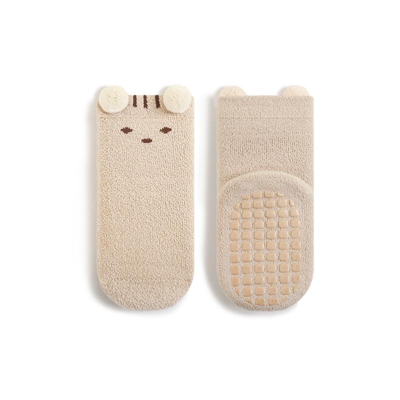 Cute Cartoon Bear Design Baby Socks Coral Velvet Warm Infants Stocking Thickened Socks for 0-5year Kids