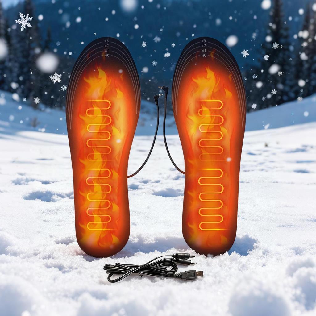 1Pair Electric Heated Insoles USB Heating Warm Sock Pad Mat Cuttable Electric Heated Insoles Winter Thermal Insole For Outdoor