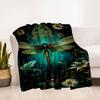 "Golden Dragonfly Fantasy Art Print - Nature's Beauty on Canvas"Blanket Flannel Throw Blanket for Sofa, Bed, Travel, Camping, Office, Couch,