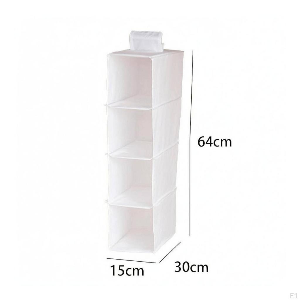 Foldable Hanging Storage Organizer Rectangular 4 Shelf White