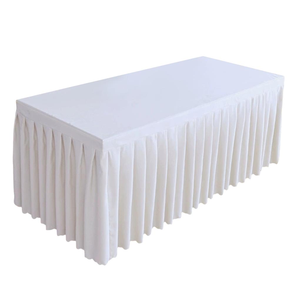 4FT Rectangular Polyester Tablecloth Wrinkle Resistant Table Skirt with Pleated Design for 120x60x75cm Tables Suitable for Event and Banquet Use