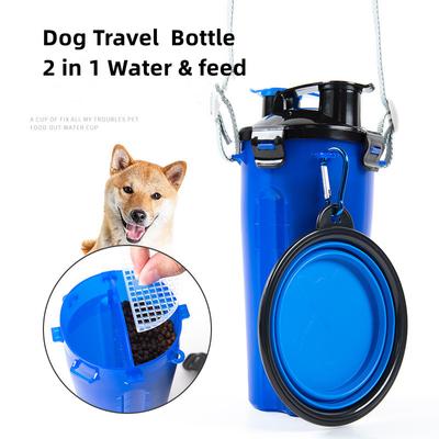 Dog Travel Water Bottle Collapsible Bowls 2 In 1 Pet Food Container with Collapse Bowls Outdoor Portable Water Bowls for Pet Cat