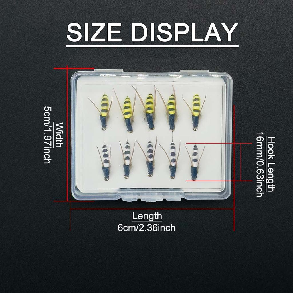 5/10 szt. Muchy do wędkarstwa muchowego Przynęta na pstrąga|2 mieszane kolory Muchy do wędkarstwa muchowego| Suche muchy, Ćmy żółto-białe-Materiał Sztuczne pióro&Rayon