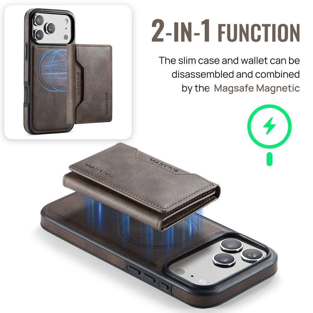 Detachable RFID Leather Phone Case for IPhone 17 Pro Max 16 Plus 15 14 13 12 Magnetic Cards Solt Wallet Wireless Charging Cover