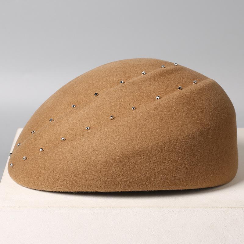 Elegant Pearl Australian Wool Beret Children Autumn and Winter Fashion High Quality Painter Hat Retro Versatile Top Hat