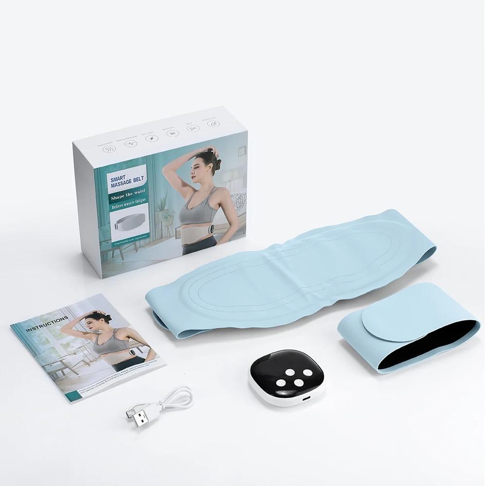 Electric Waist Massager Lower Back Toning Belt for Belly Exercise Vibration Hot Compress Massage Belt Muscle Relax USB Charge