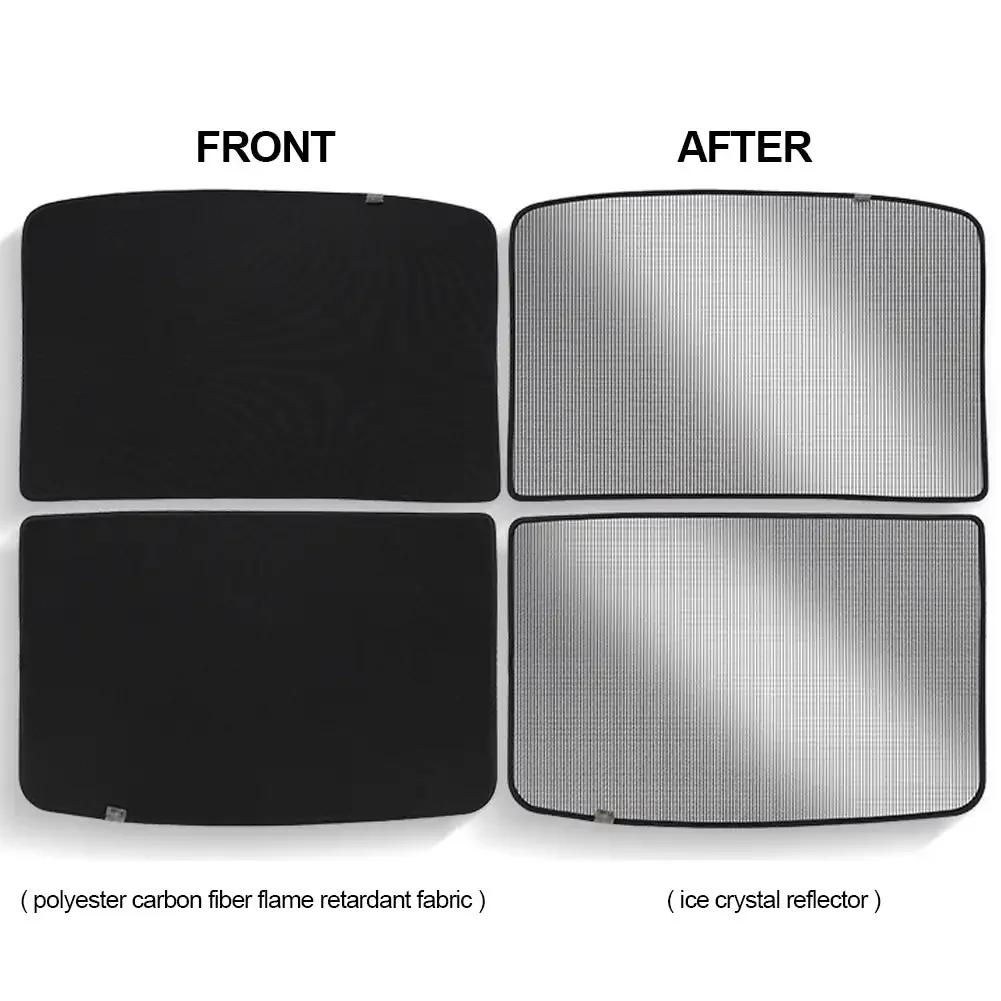 2 buc. Umbrelă de soare pentru acoperiș din sticlă pentru mașină, protecție solară, huse de trapă, trapă față spate, luminator de sticlă, răcire de vară pentru Tesla Model 3 Y