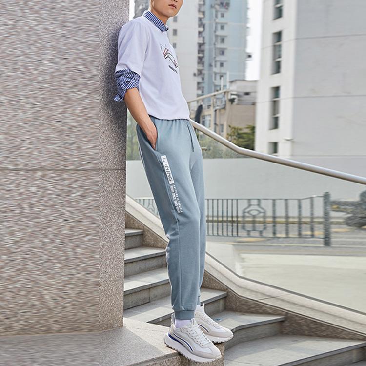 Li Ning Sports Fashion Series Logo Print Round Neck Casual T-Shirt Drop Shoulder Men Tops White AHSR543-6